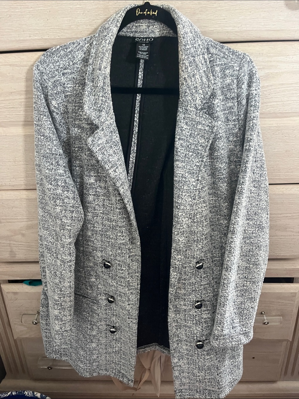 Gray Textured Double-Breasted blazer